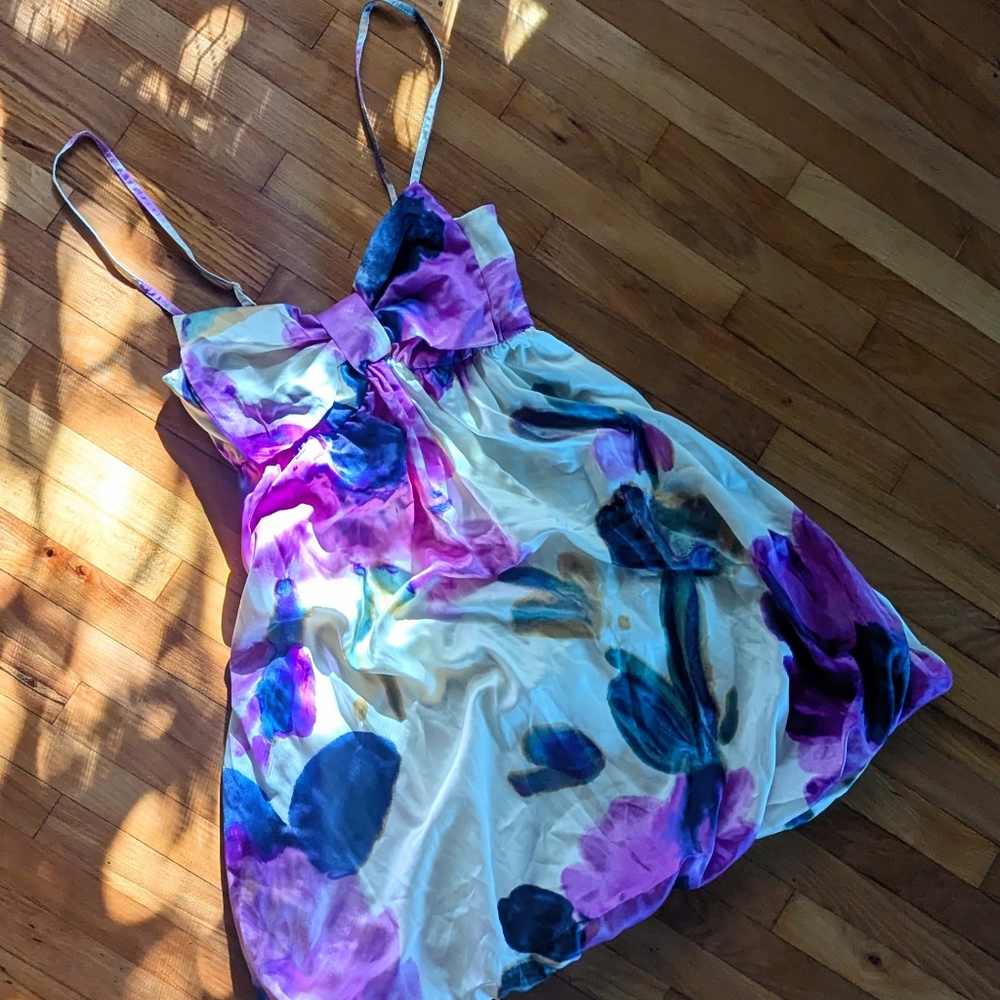 🆕 60s style abstract print bow mini dress fire los Angeles small